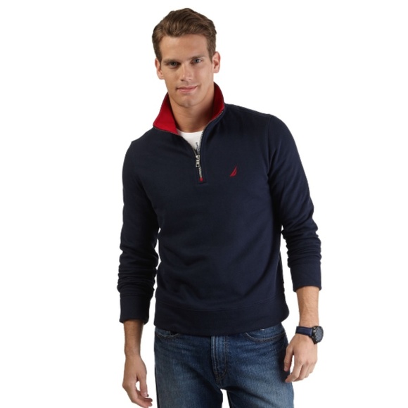 Men's | Nautica | Navy Blue Quarter Zip Pullover Fleece Sweater - Medium - Picture 10 of 10